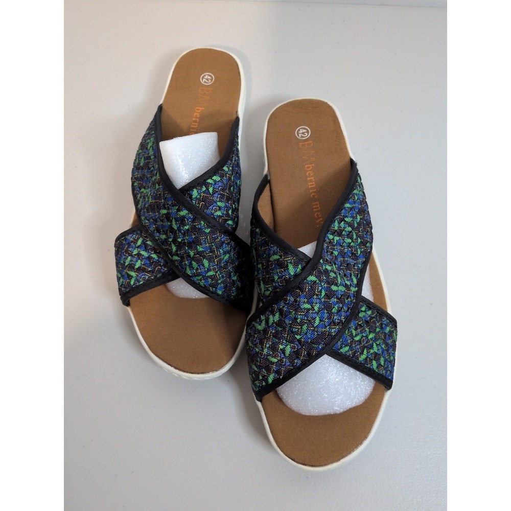Bernie Mev Avon Woven Cross Strap Sandals Blue Green Peacock Size 42 / US‎ 11